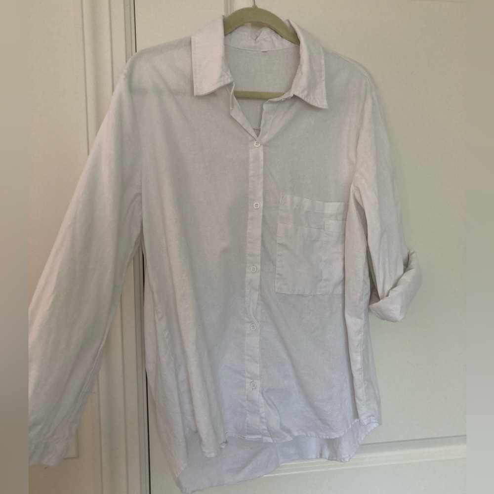 2xAmazon brand long sleeve linen button down